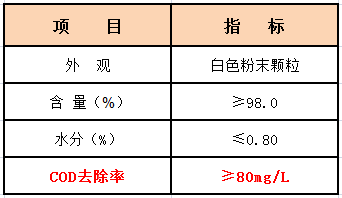 固体COD去除剂性能指标